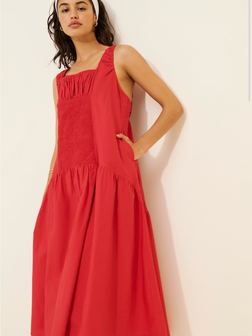 Celandine by Anthropologie100% cotton Sleeveless Smocked Open-Back Midi Dress